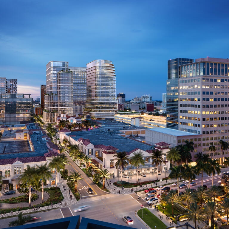 Palm Beach office district at blue hour