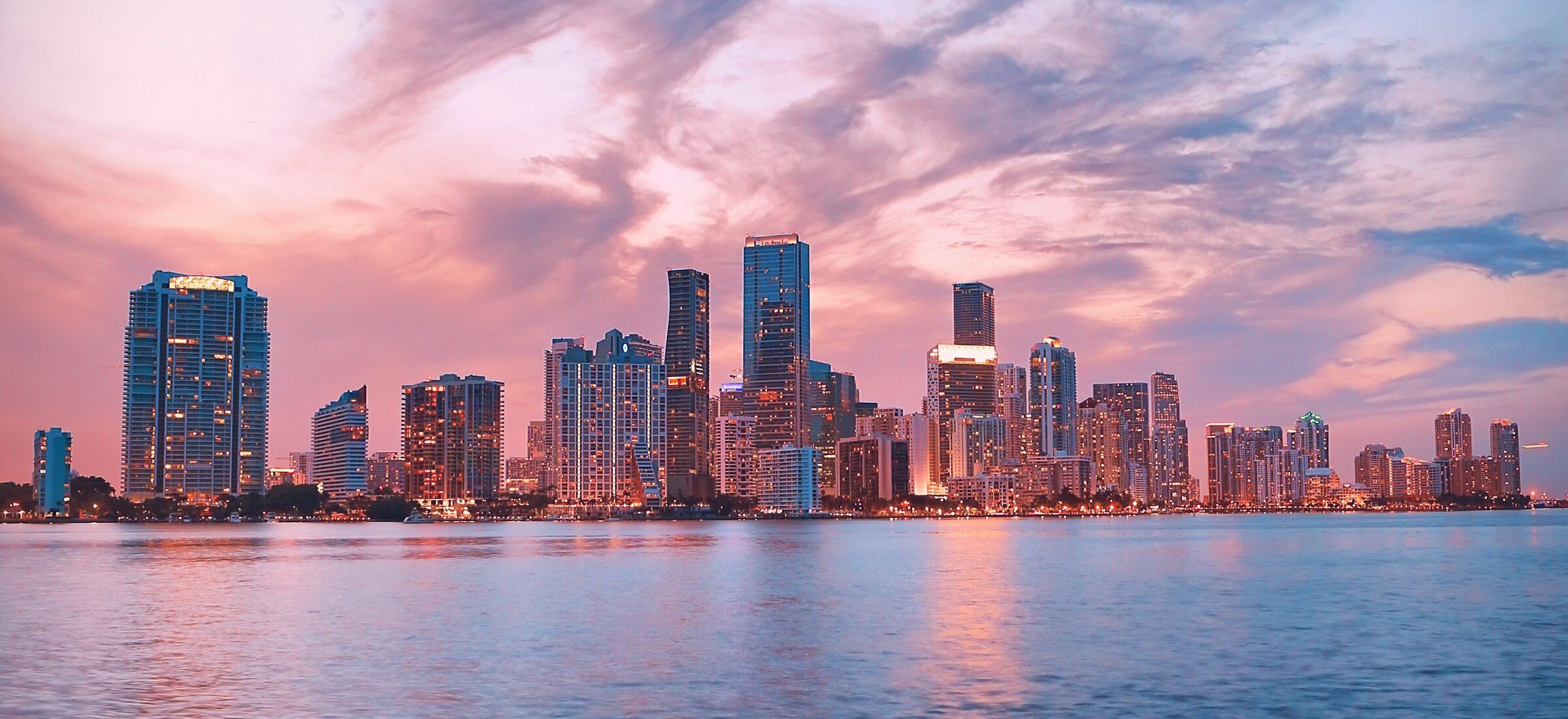 Waterfront skyline at dusk